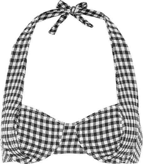 Solid & Striped Lana gingham halterneck bikini top