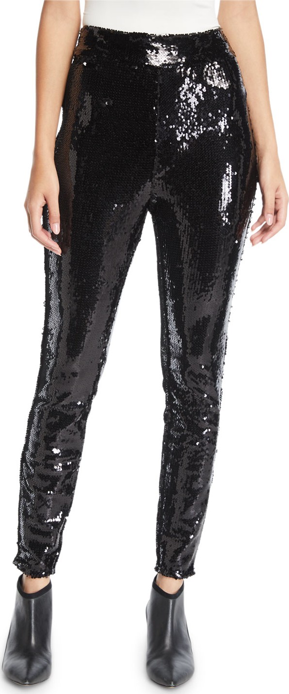 FRAME DENIM Sequin Pull-On Ankle Skinny Pants