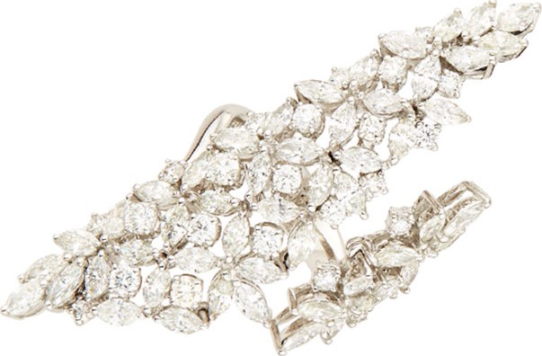 Yeprem 18K White Gold Marquis & Round Diamond Wrap Ring, Size 7