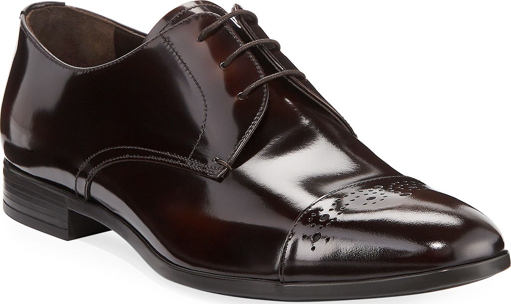 Prada Spazzolato Fume Lace-Up Oxford