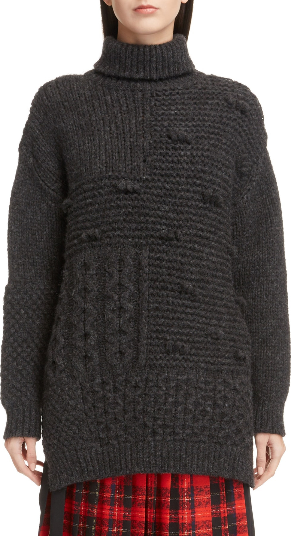 Simone Rocha Patchwork Knit Alpaca Blend Turtleneck Sweater