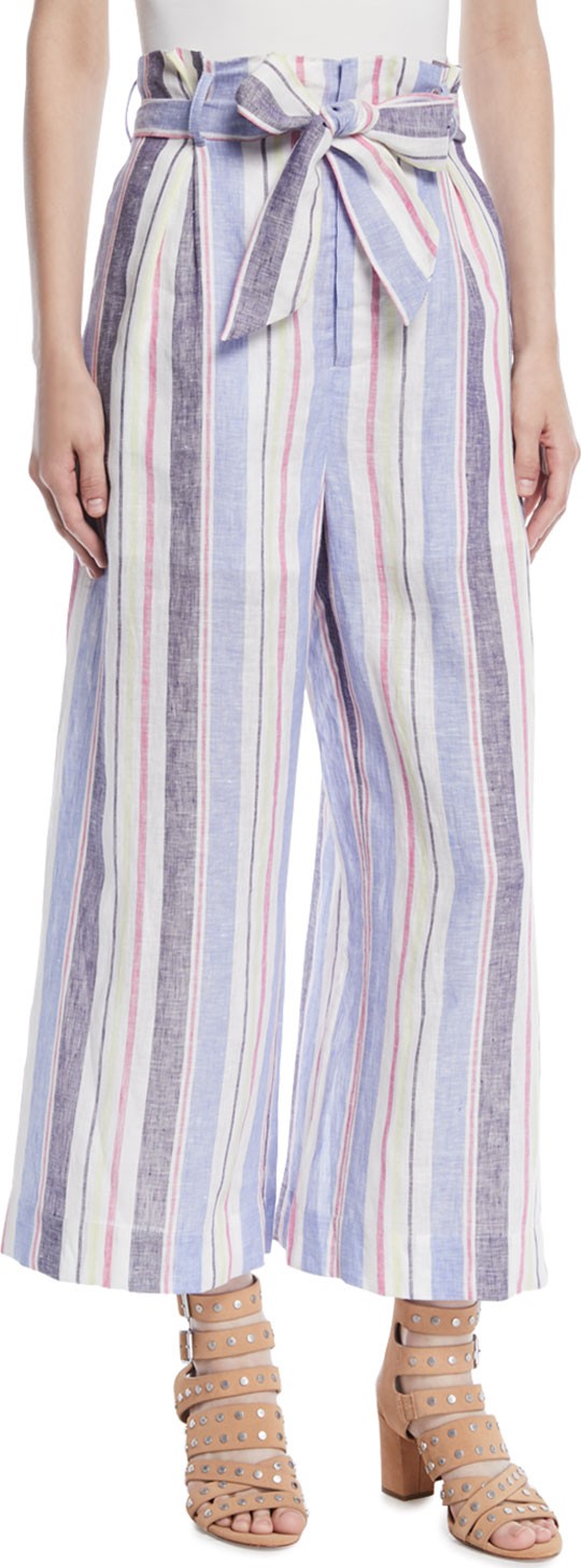 Parker Robbie Belted Striped Linen Pants