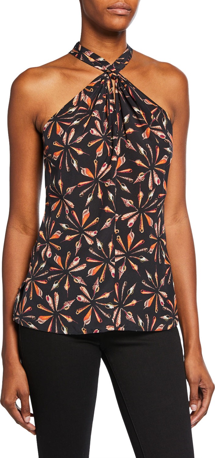 KOBI HALPERIN Sari Printed Silk Halter Blouse