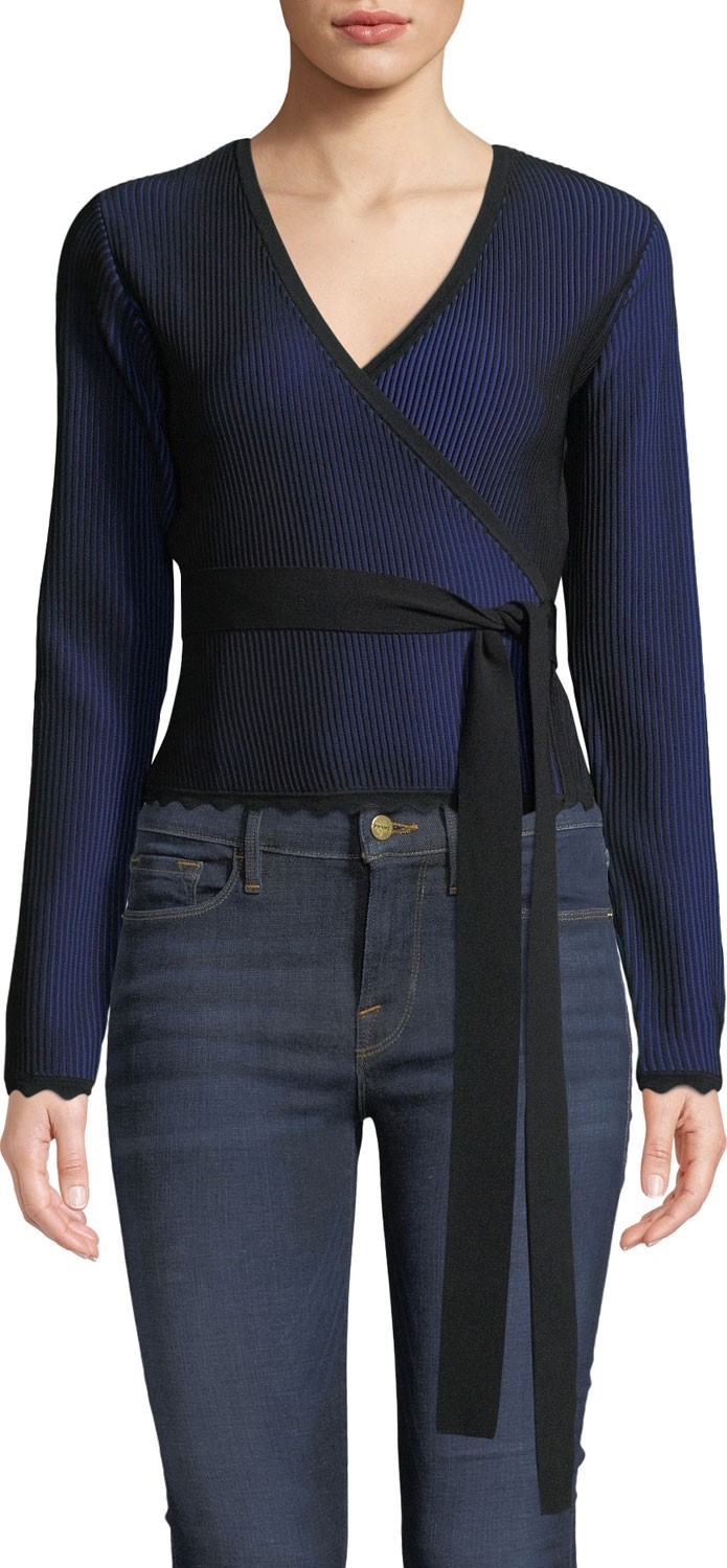DIANE von FURSTENBERG Laura Cropped Long-Sleeve Wrap Top