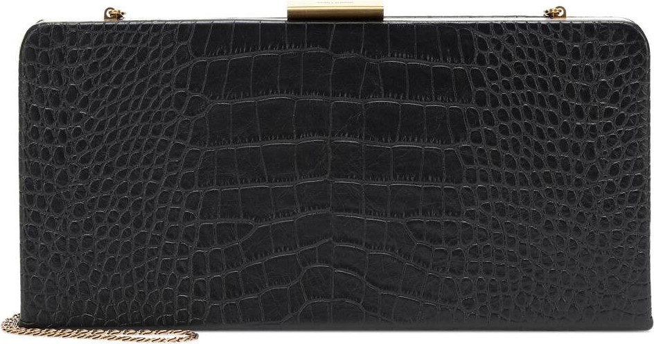 Saint Laurent Evening croc-effect leather clutch