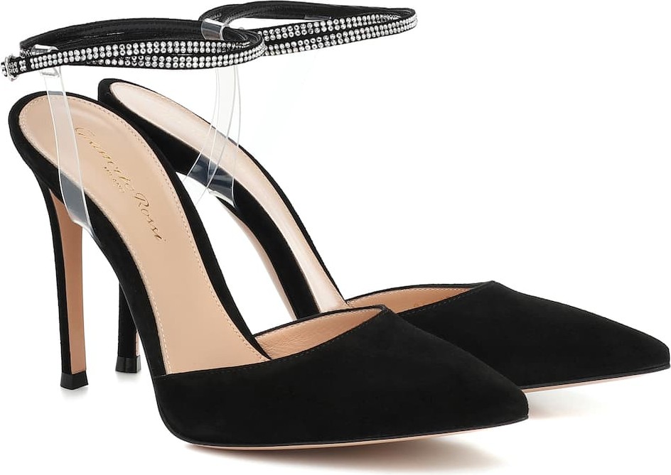 Gianvito Rossi Jewel embellished suede pumps