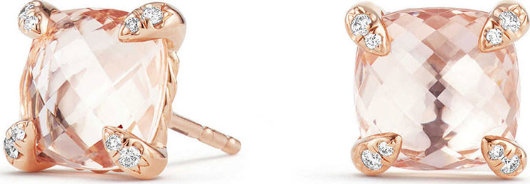 David Yurman Châtelaine 18k Rose Gold Stud Earrings w/ Morganite