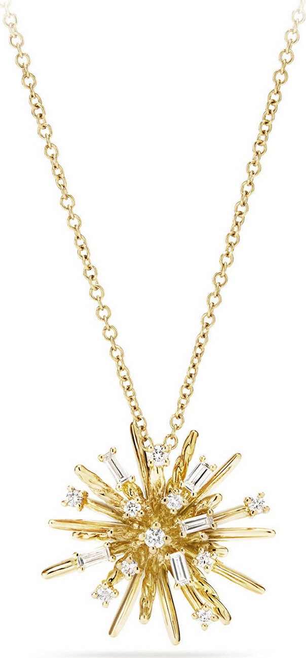 David Yurman Supernova Small Diamond Pendant Necklace in 18K Yellow Gold