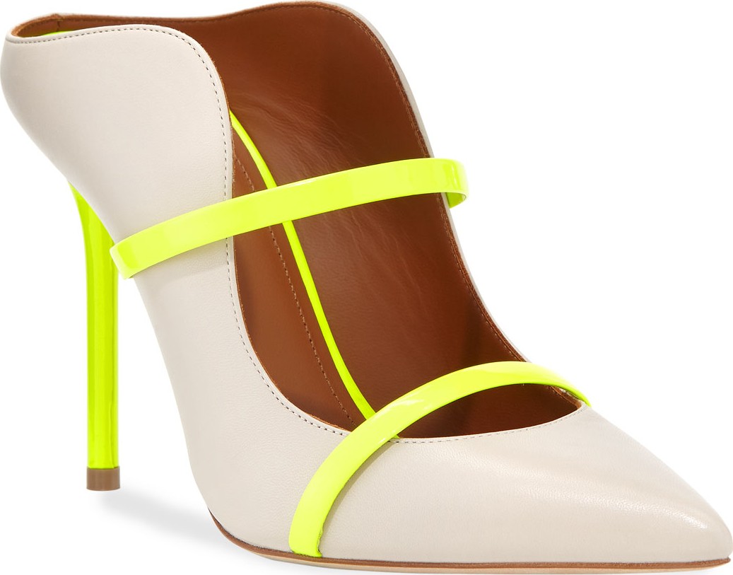 Malone Souliers Maureen Luwolt High-Heel Leather Mules with Neon Detail Malone Souliers Maureen Luwolt High-Heel Leather Mules with Neon Detail