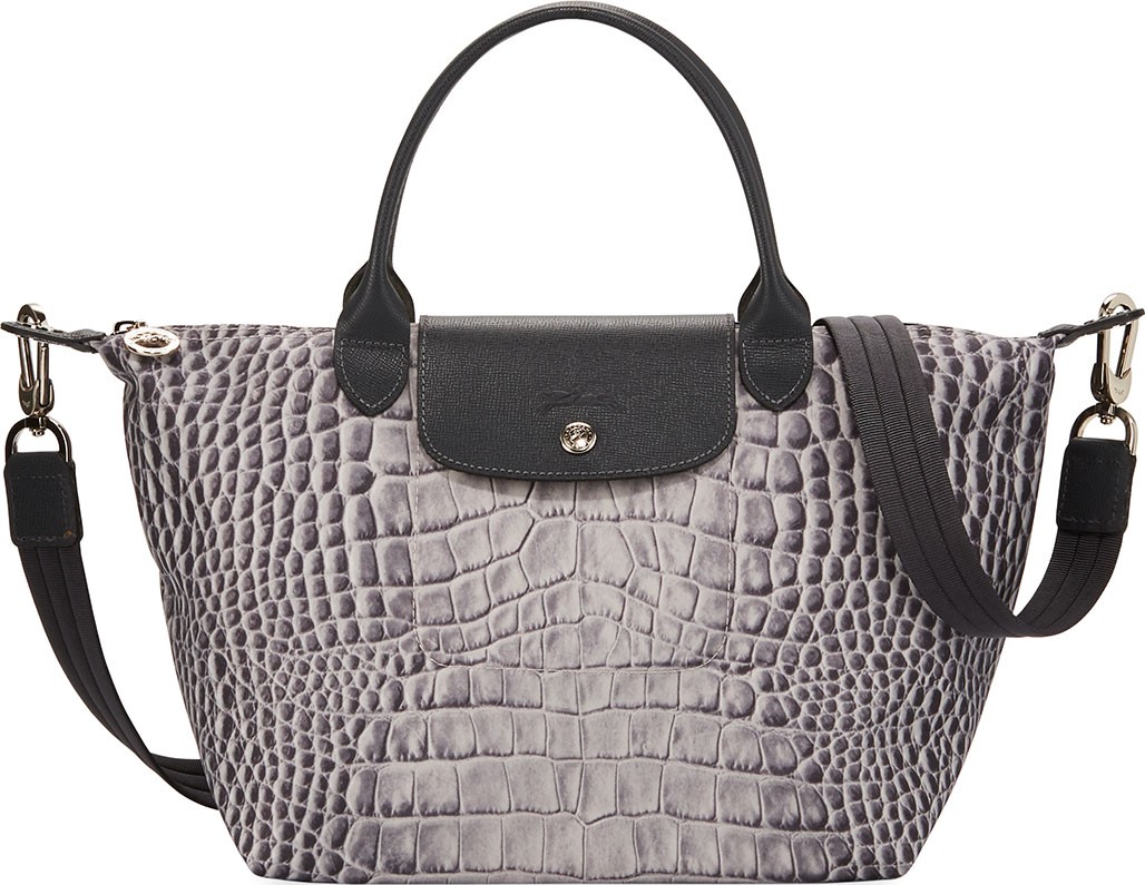 Longchamp Le Pliage Croco Small Handbag with Strap