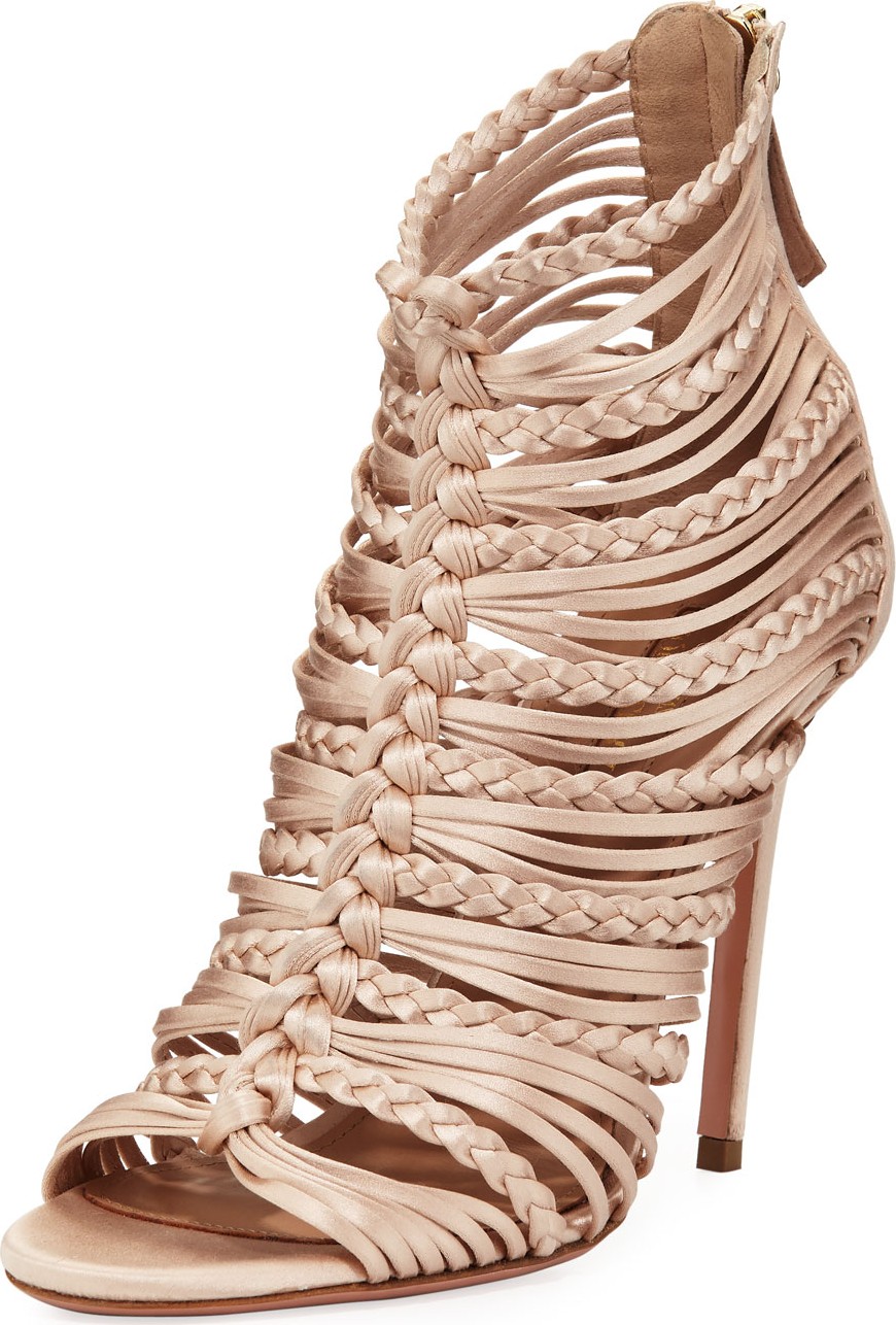 Aquazzura Goddess Strappy Satin Sandals