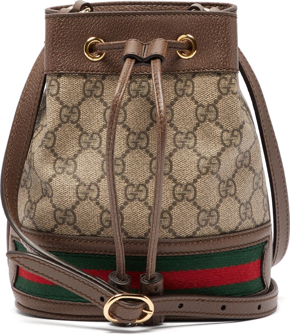 Gucci Ophidia mini GG & Web-stripe canvas bucket bag