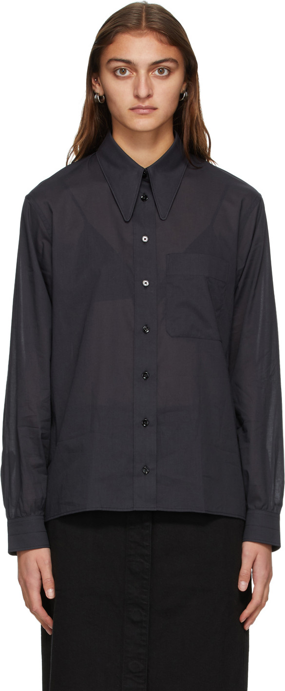 Lemaire - Navy Pointed Collar Shirt