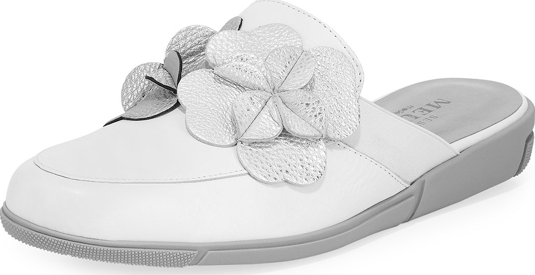 Sesto Meucci Diza Floral-Embellished Soft Leather Mule Flat
