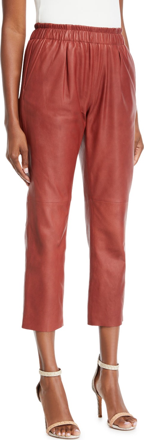 Joie Araona Cropped Leather Jogger Pants