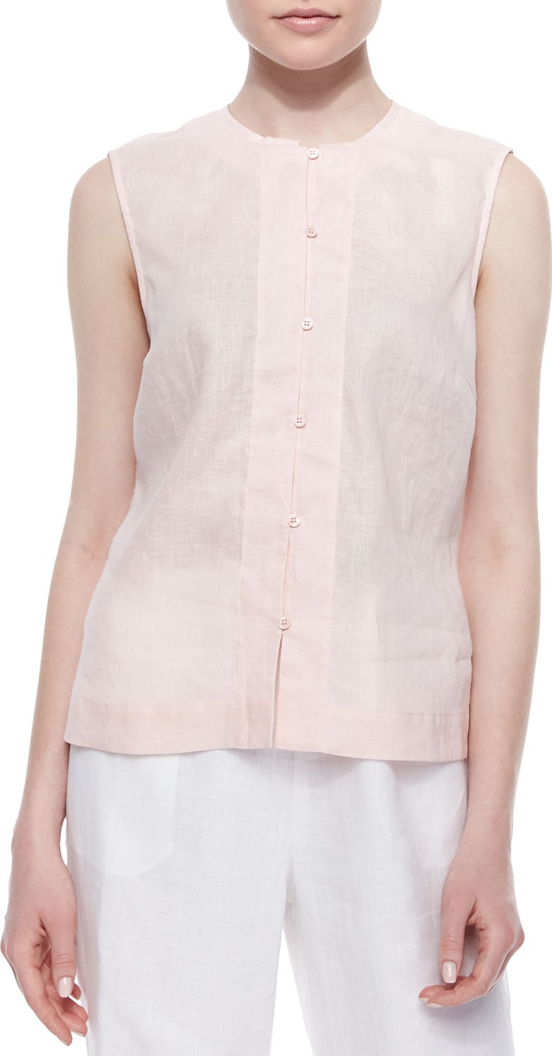 Go Silk Linen Button-Front Shell