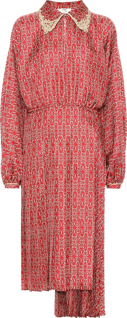 Fendi Printed silk-twill midi dress