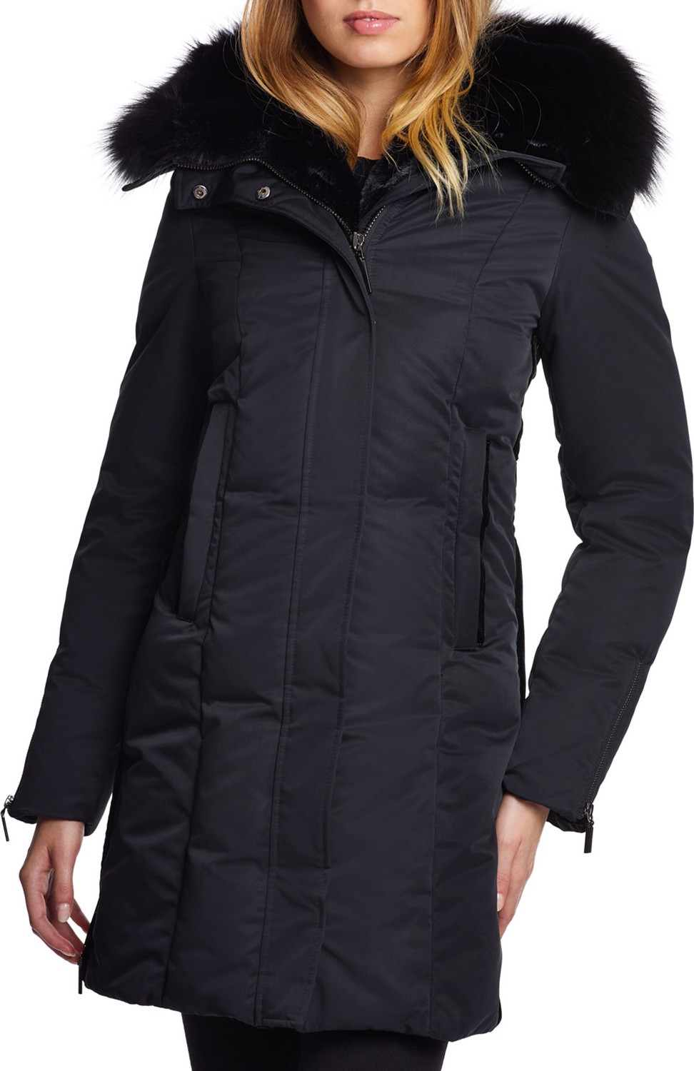 Dawn Levy Luna Fox-Trim Hooded Zip-Front Parka