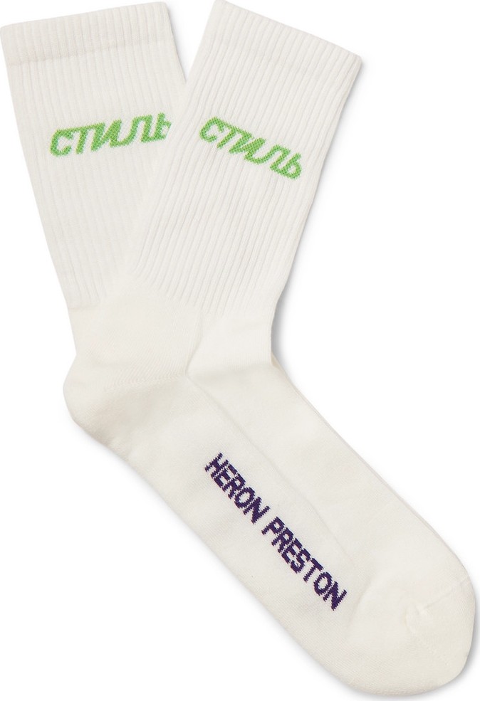 Heron Preston Logo-Jacquard Stretch Cotton-Blend Socks
