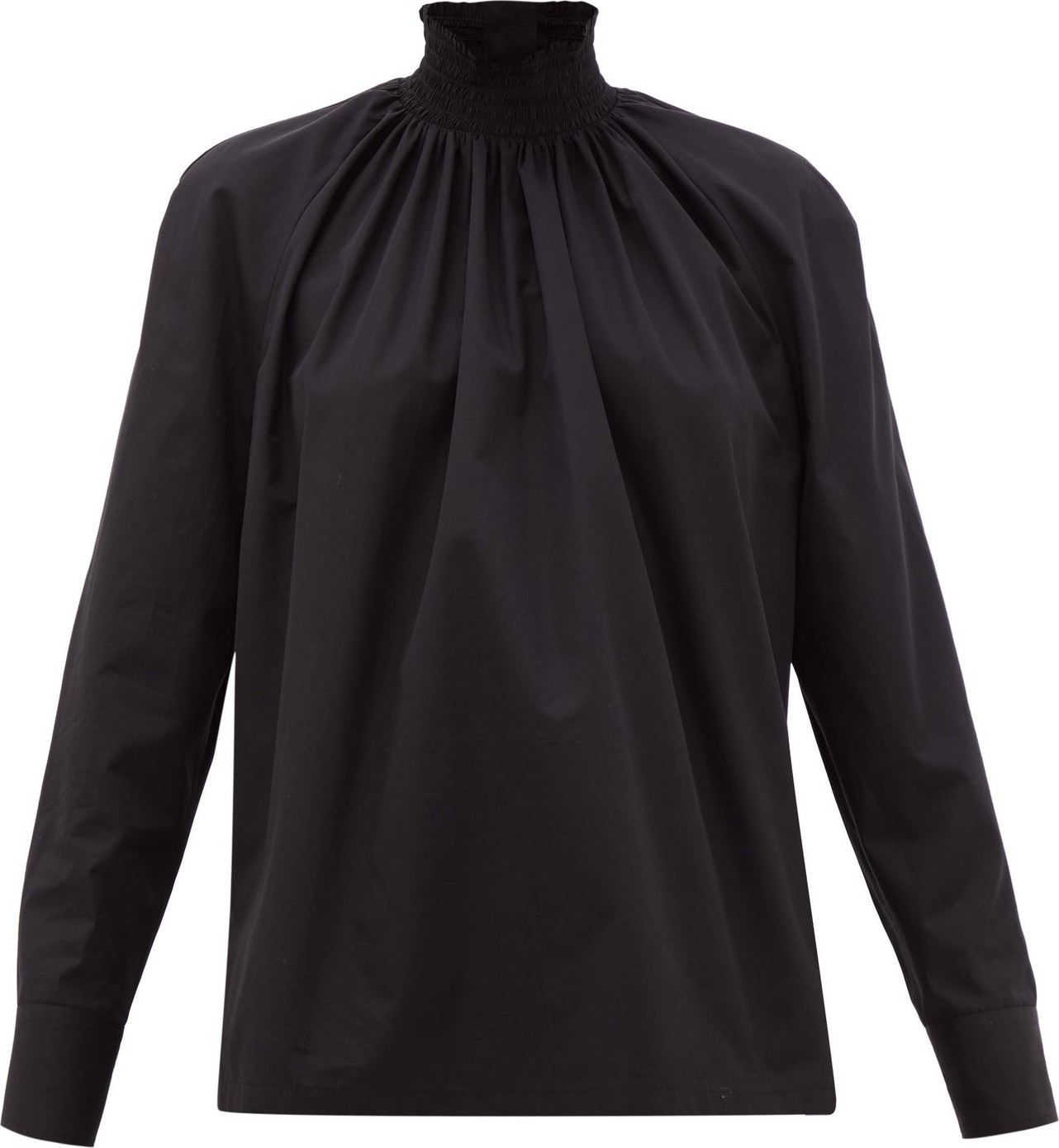 Prada High-neck cotton-poplin blouse