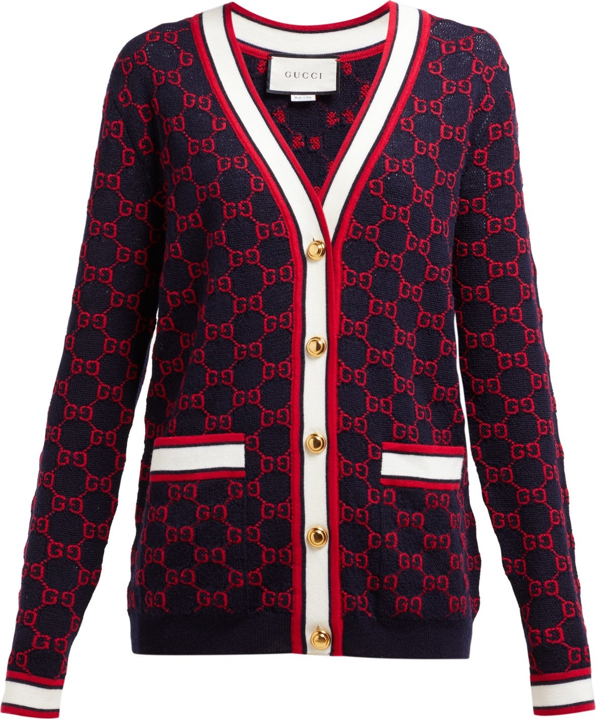 Gucci GG logo-intarsia wool cardigan