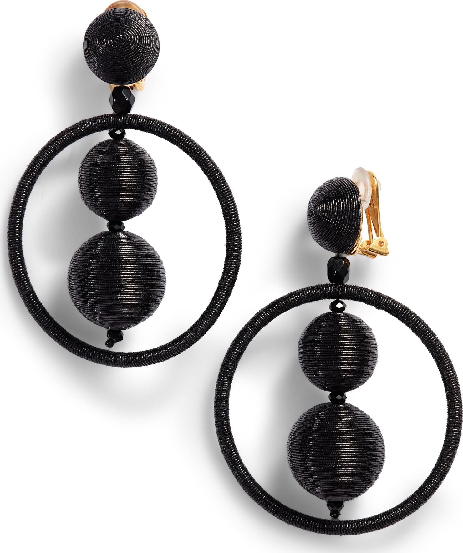 Oscar De La Renta Double Ball Hoop Earrings