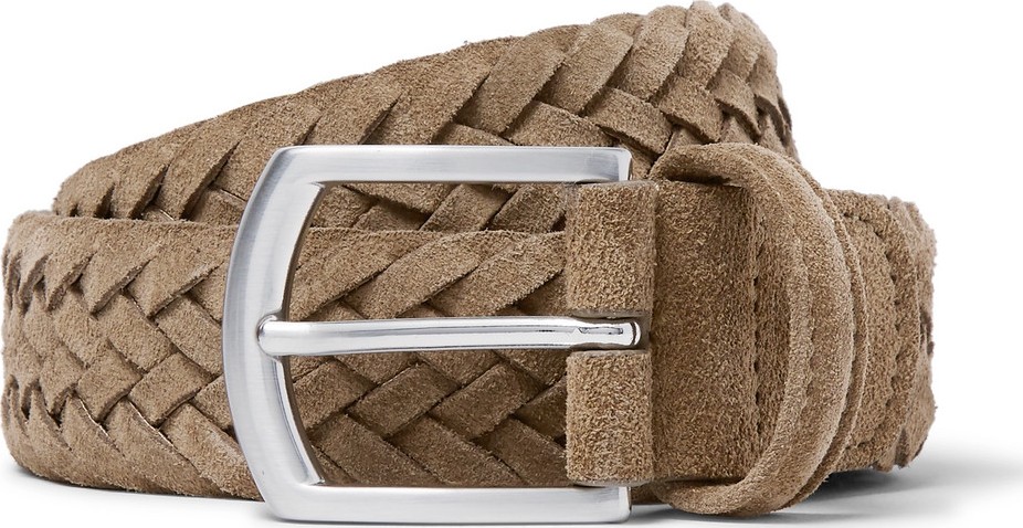 Anderson's 3.5cm Light-Brown Woven Suede Belt