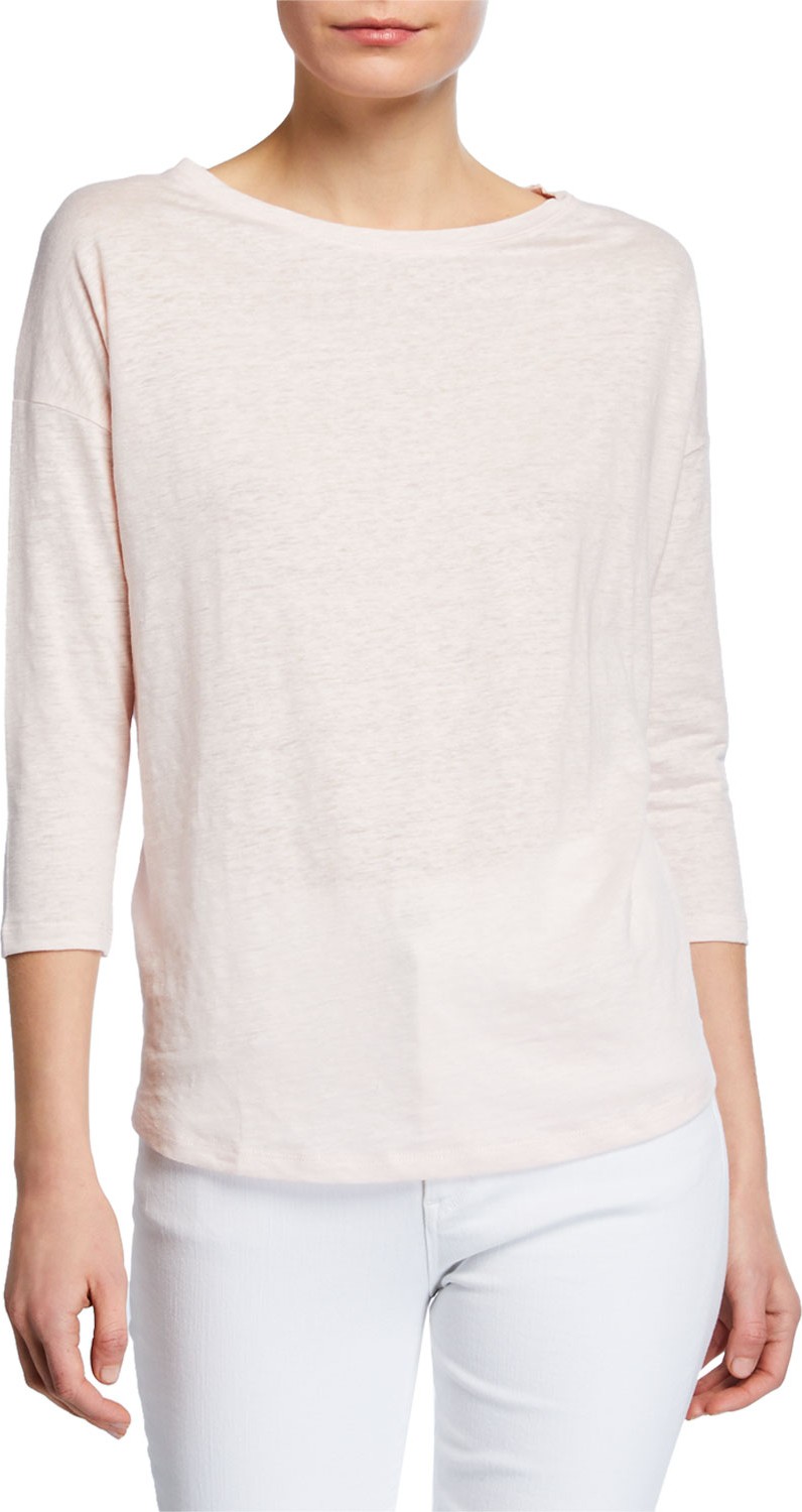 Majestic Boat-Neck 3/4-Sleeve Linen Tee