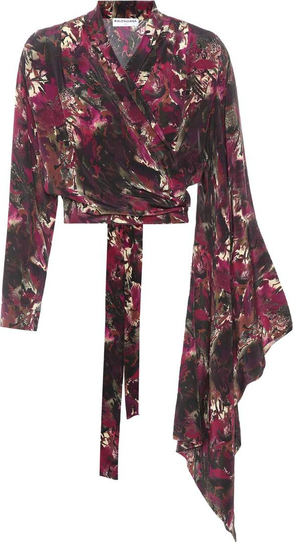 Balenciaga Silk-crêpe wrap top