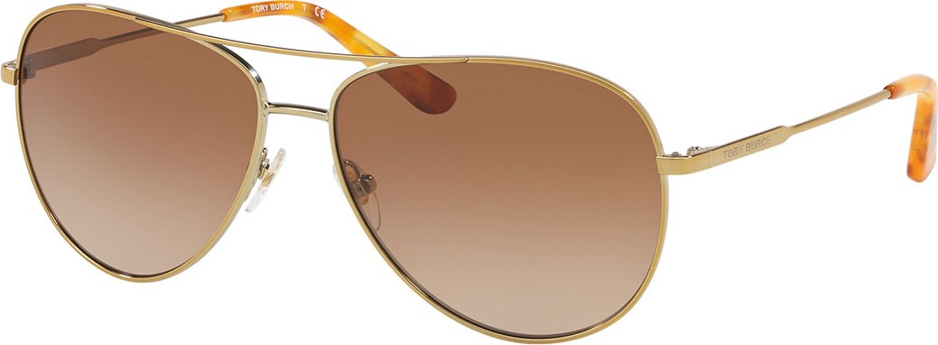 Tory Burch Mirrored Aviator Metal Sunglasses