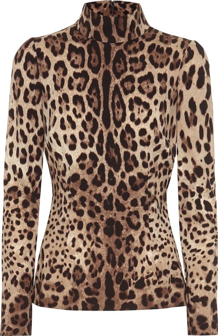 Dolce & Gabbana Leopard-print stretch-silk crêpe top
