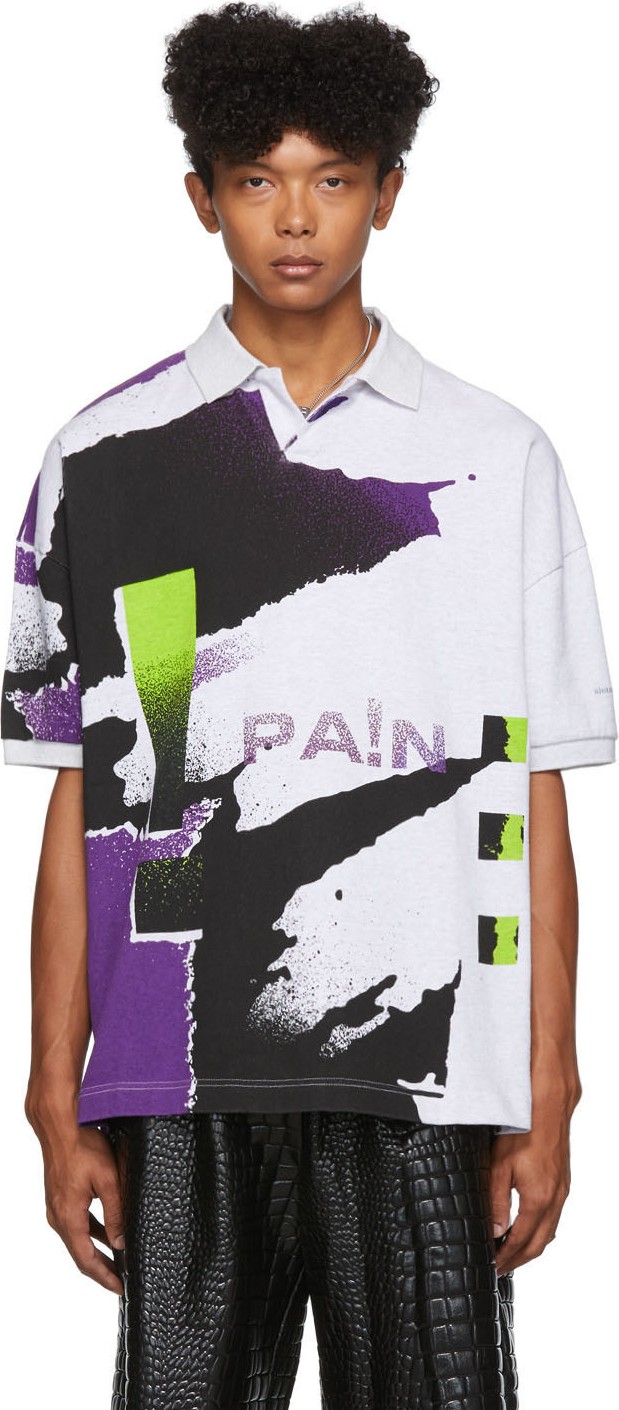 Alexander Wang Grey & Purple Compact Jersey Polo