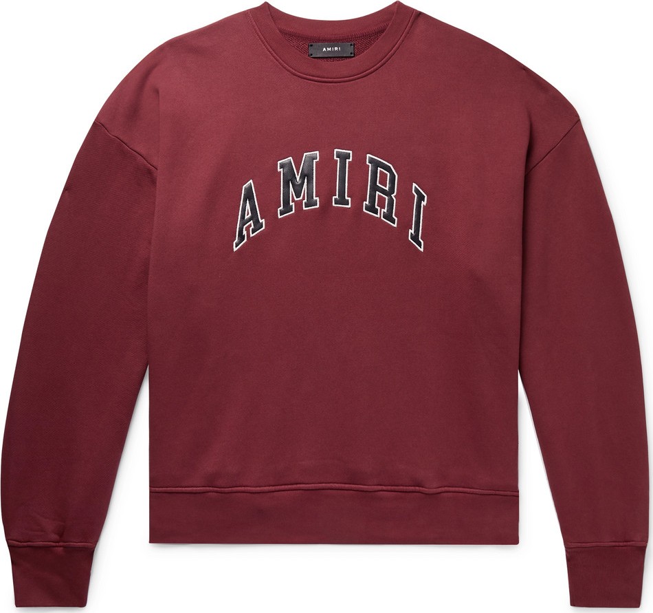 Amiri Logo-Appliquéd Leather-Trimmed Loopback Cotton-Jersey Sweatshirt