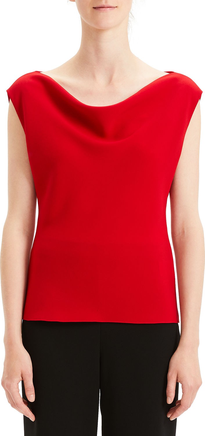 Theory Draped Boat-Neck Classic Crepe Top
