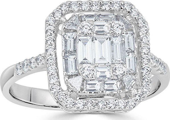 ZYDO Mosaic 18k White Gold Octagonal Diamond Ring, 1.0tcw