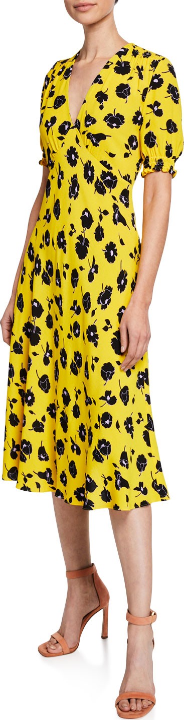 DIANE von FURSTENBERG Jemma V-Neck Floral-Print Midi Dress