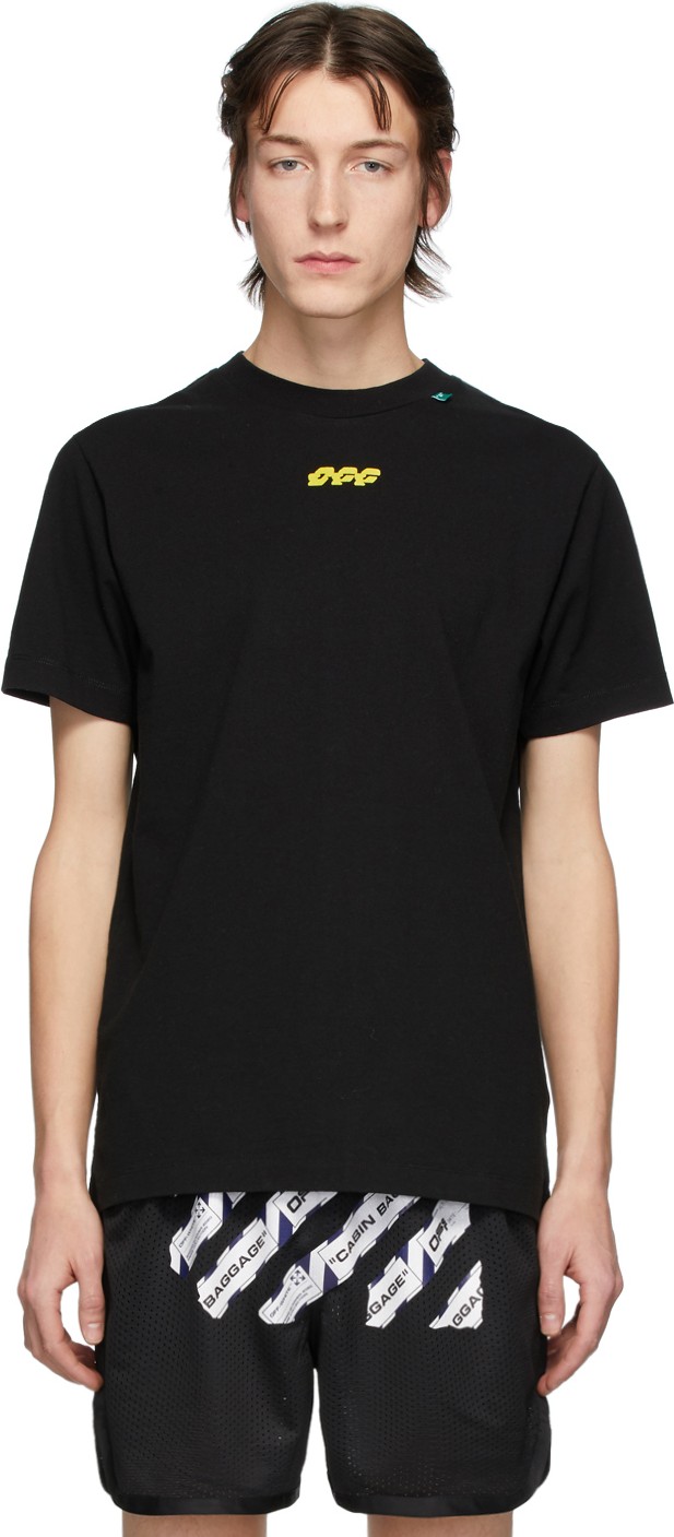 Off White Black & Yellow Disrupted Font T-Shirt