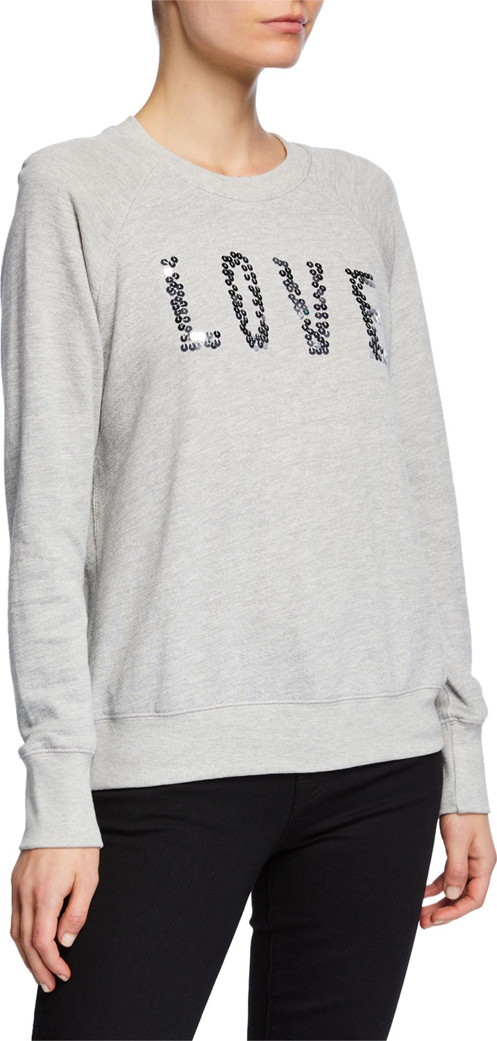 SUNDRY Love Sequined Raglan Pullover Sweater