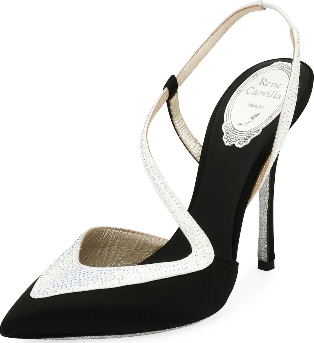 Rene Caovilla Asymmetric Satin 110mm Pumps