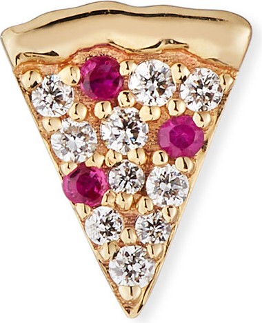 Sydney Evan 14k Diamond & Ruby Pizza Slice Earring  Single