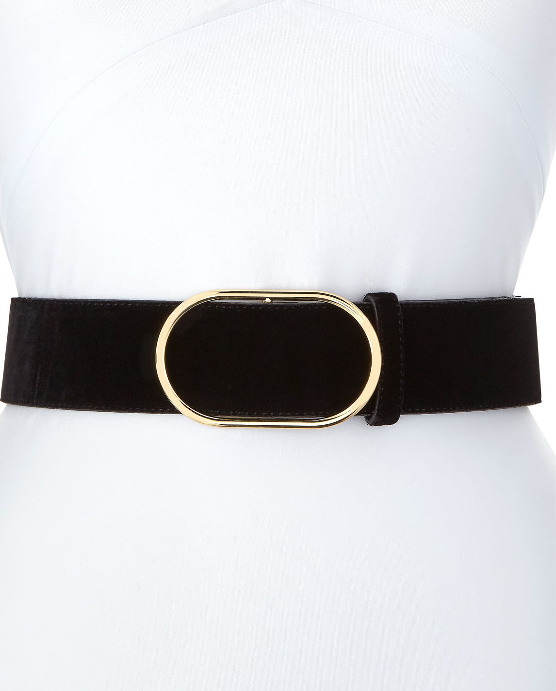 FRAME DENIM Oval-Ring Velvet Leather Belt