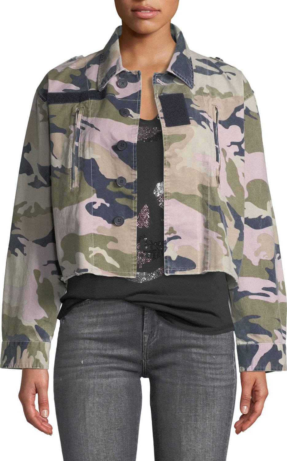 Zadig & Voltaire Cropped Camo-Print Military Jacket Zadig & Voltaire Cropped Camo-Print Military Jacket