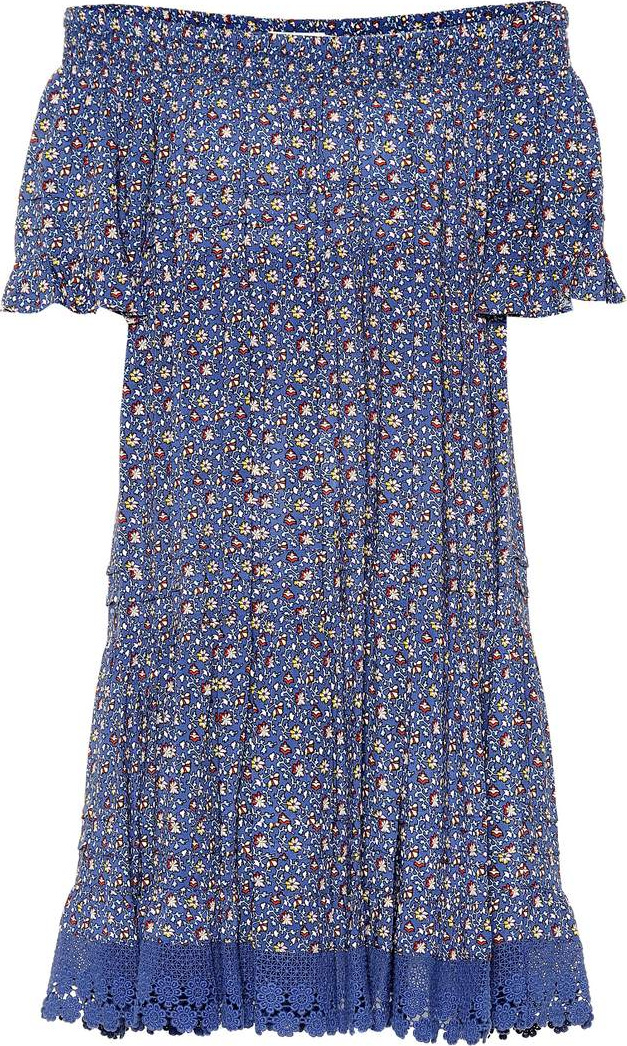 Tory Burch Wild Pansy off-the-shoulder dress