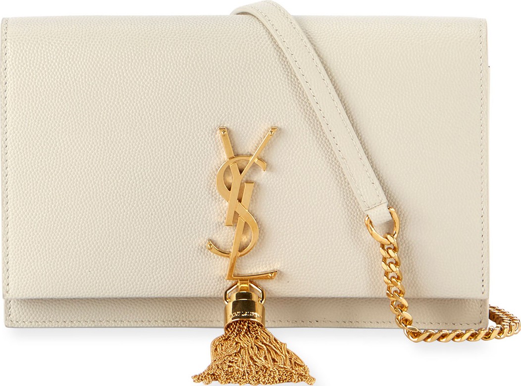 Saint Laurent Kate Monogram YSL Calf Leather Tassel Wallet on Chain