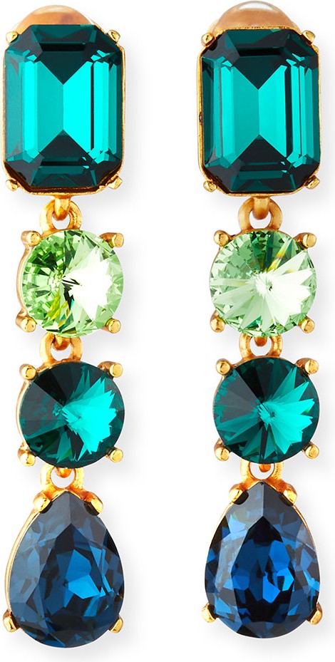 Oscar De La Renta Classic Crystal Large Drop Earrings