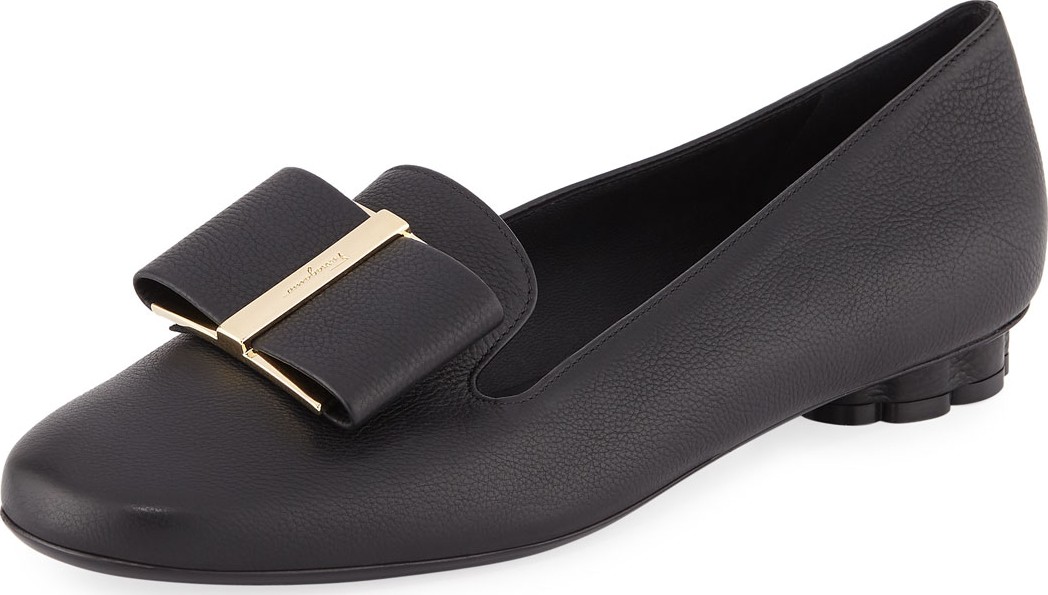 Salvatore Ferragamo Sarno Leather Bow Loafers