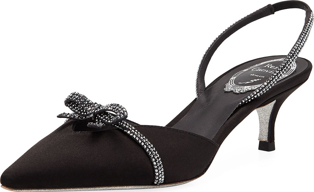Rene Caovilla Fiocchina Satin Slingback Pumps