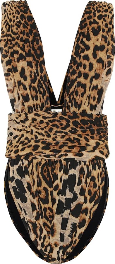 Saint Laurent Leopard silk bodysuit