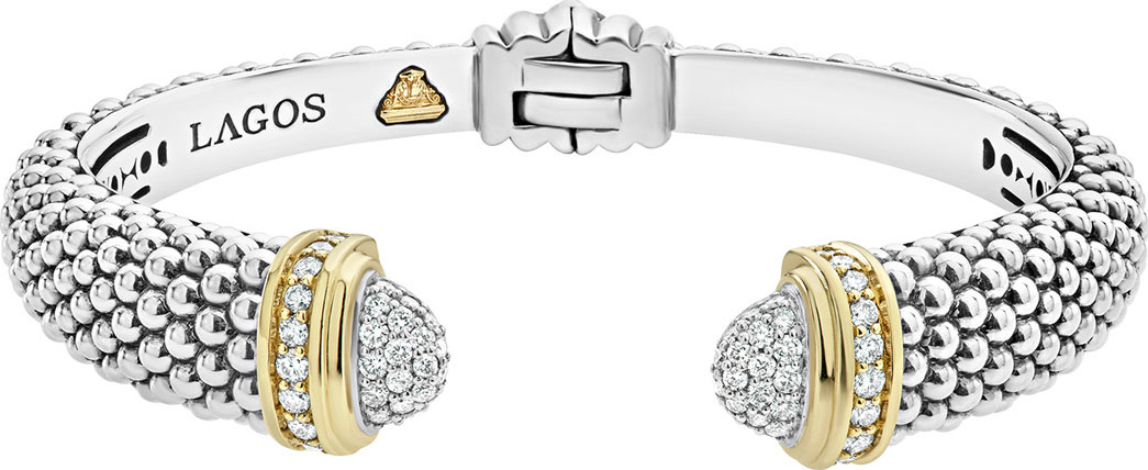 LAGOS Diamonds & Caviar Cuff Bracelet w/ 18k Gold