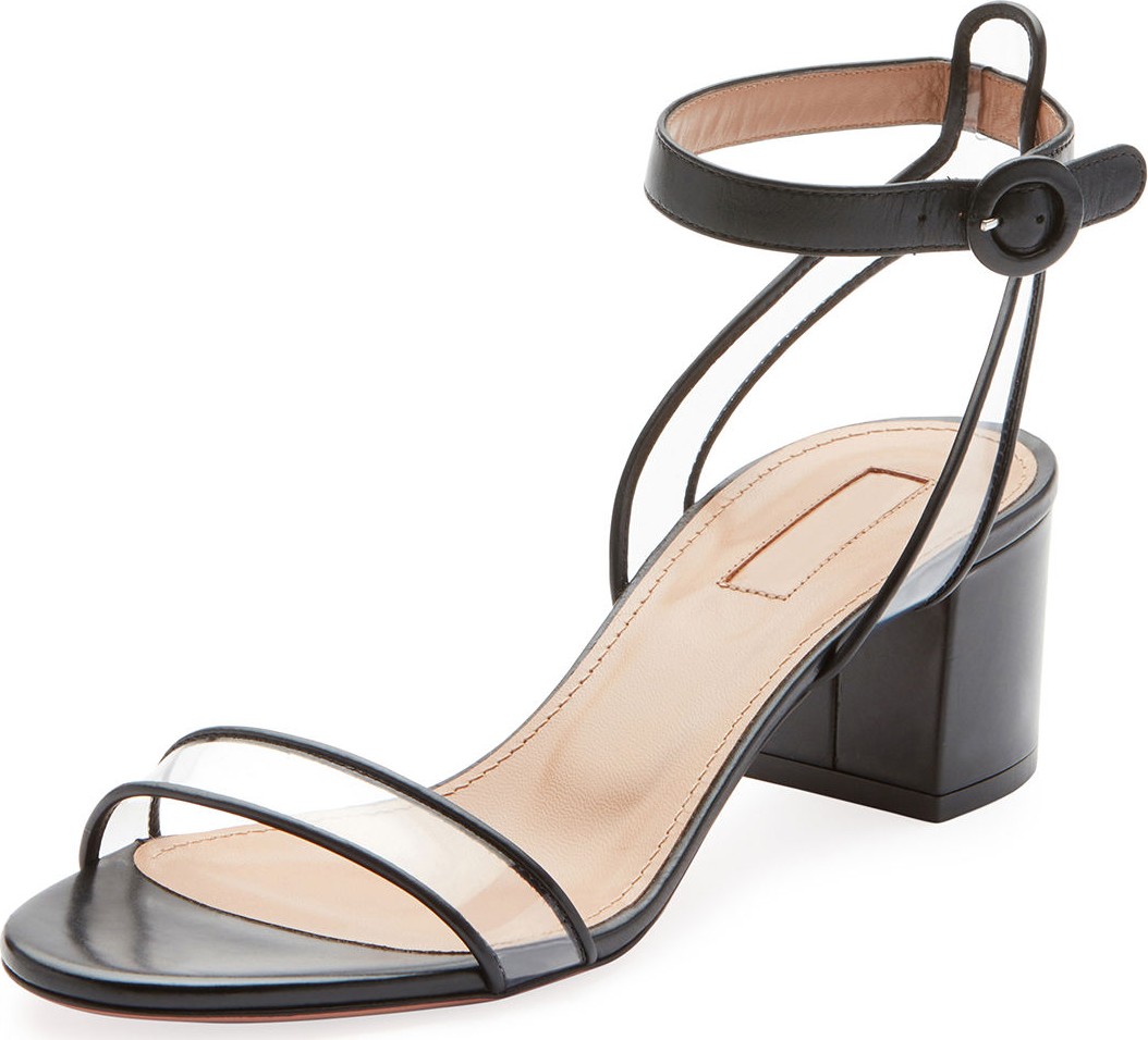 Aquazzura Minimalist PVC Block-Heel Sandals